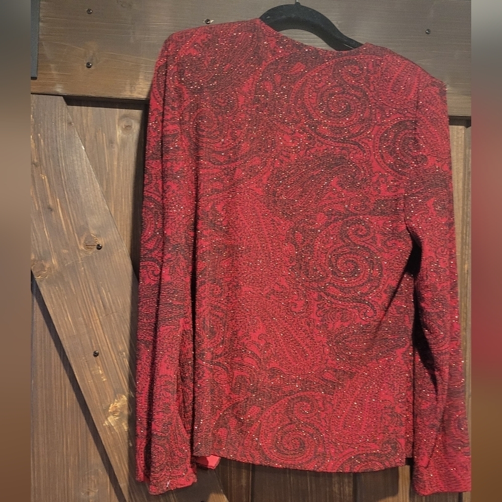 Alex Evenings EUC Women's Red Tank & Cardigan Glitter Set SZ Med - Picture 6 of 6